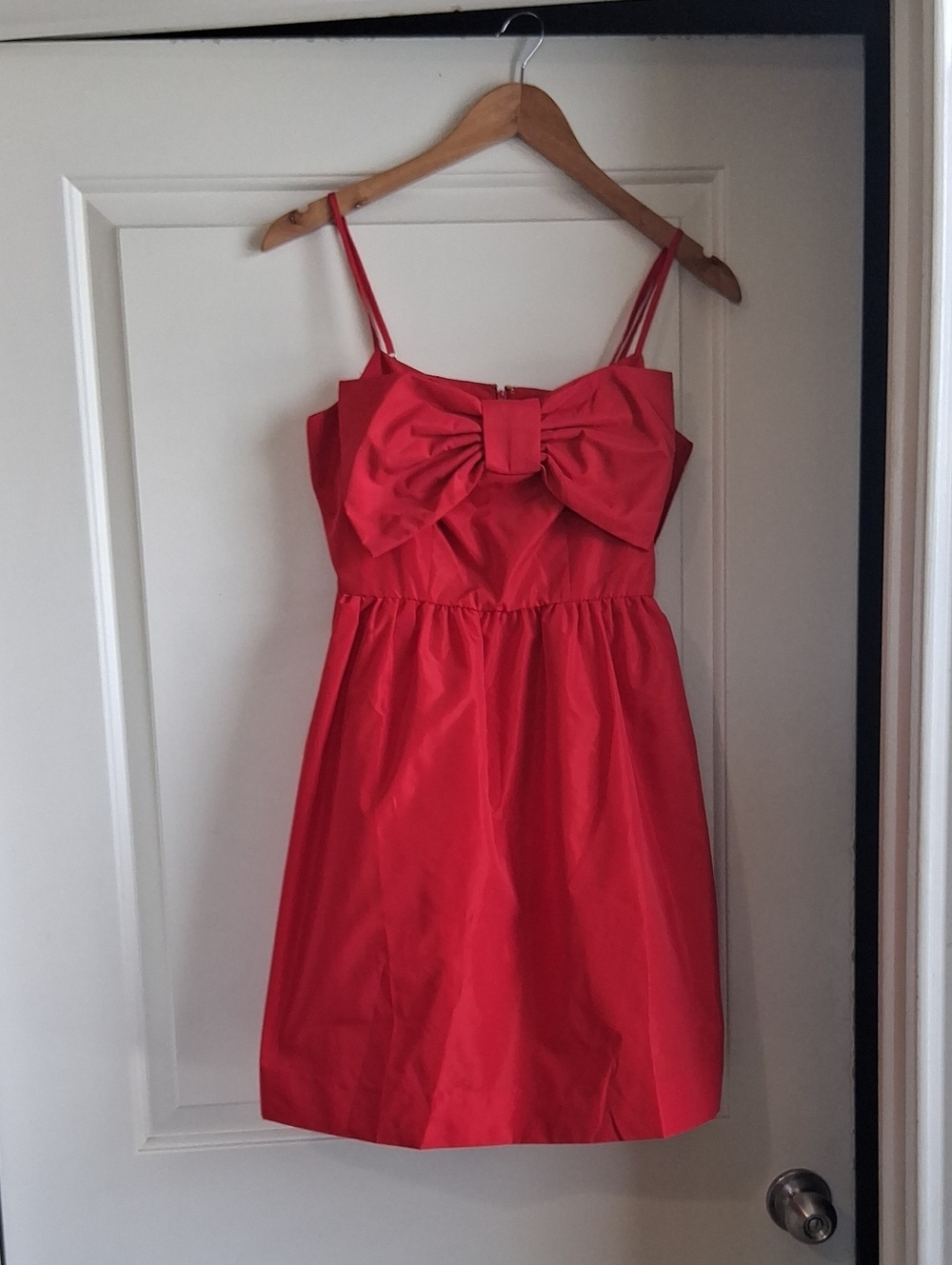 Red Bow-Front Spaghetti Strap Women"s Dress